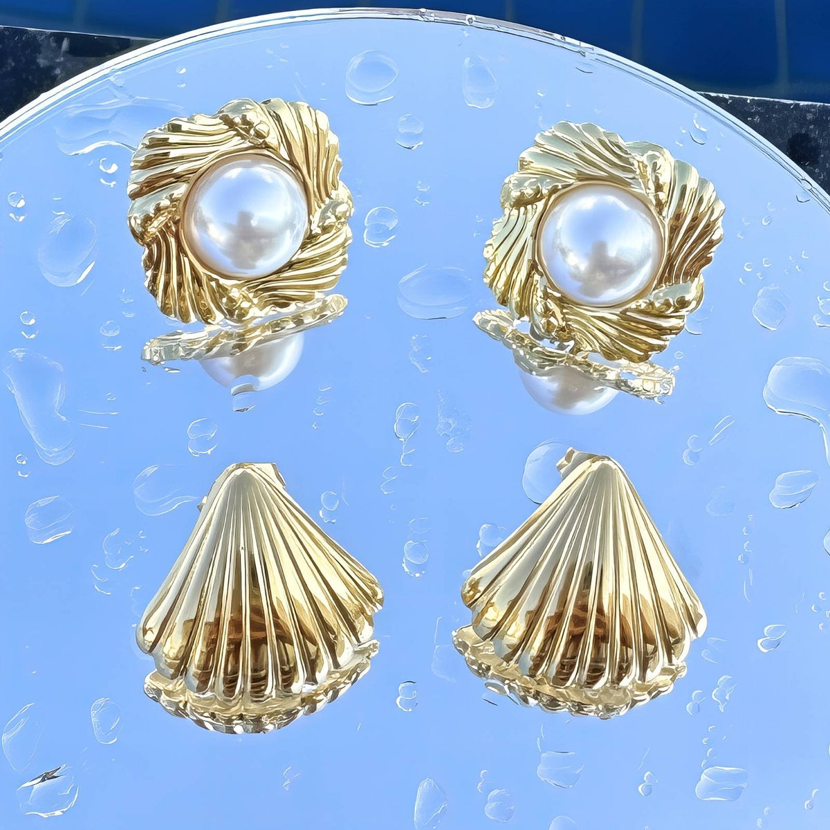 18K gold plated Stainless steel Seashells earrings