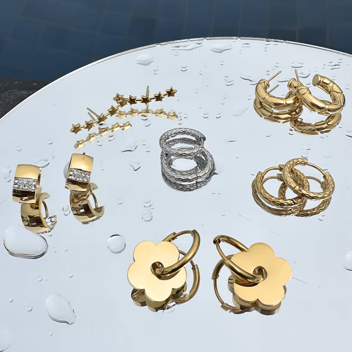 18K gold plated Stainless steel Flowers earrings