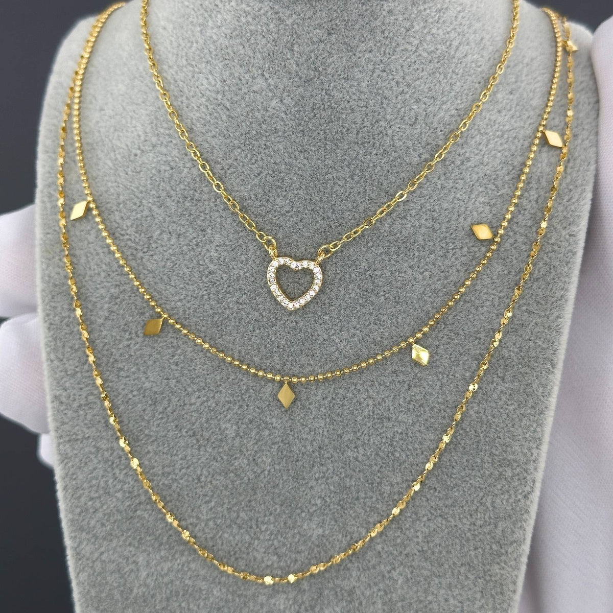 18K gold plated Stainless steel Hearts necklace