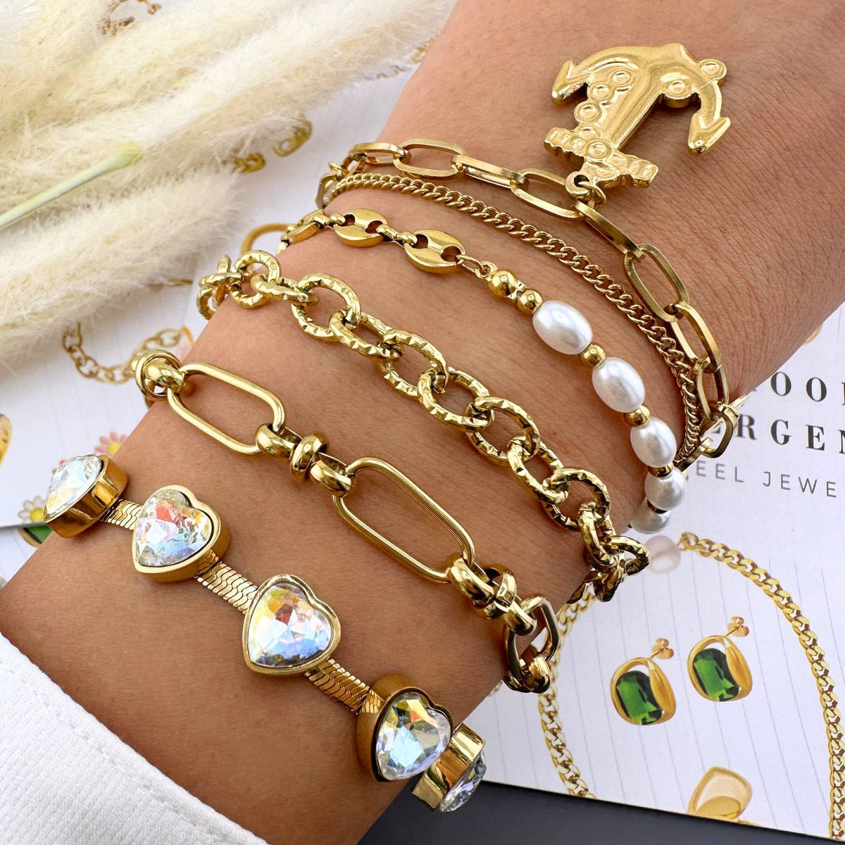 Bracelet, 18K Gold Plated Steel