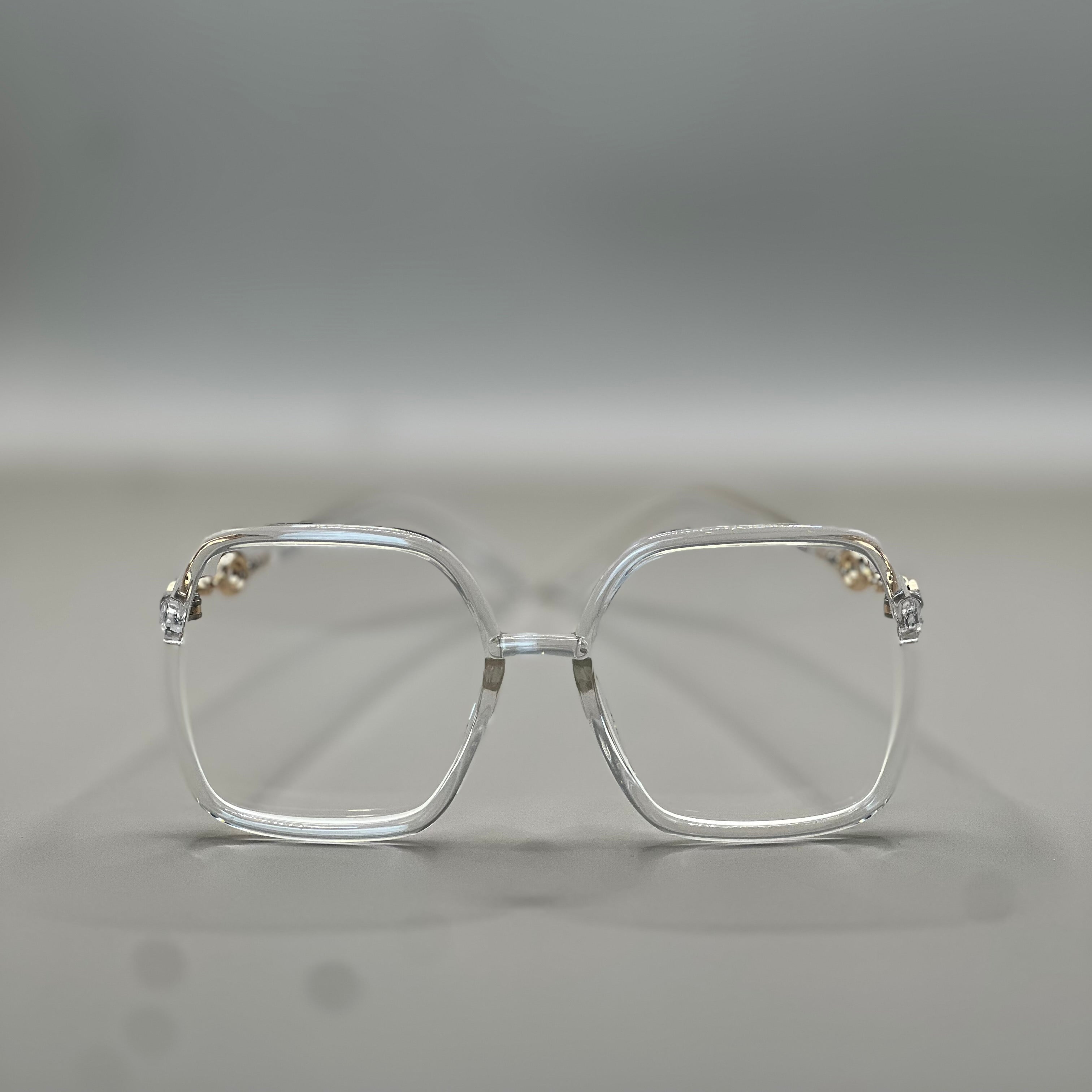 Gafas con filtro de luz azul y marco transparente