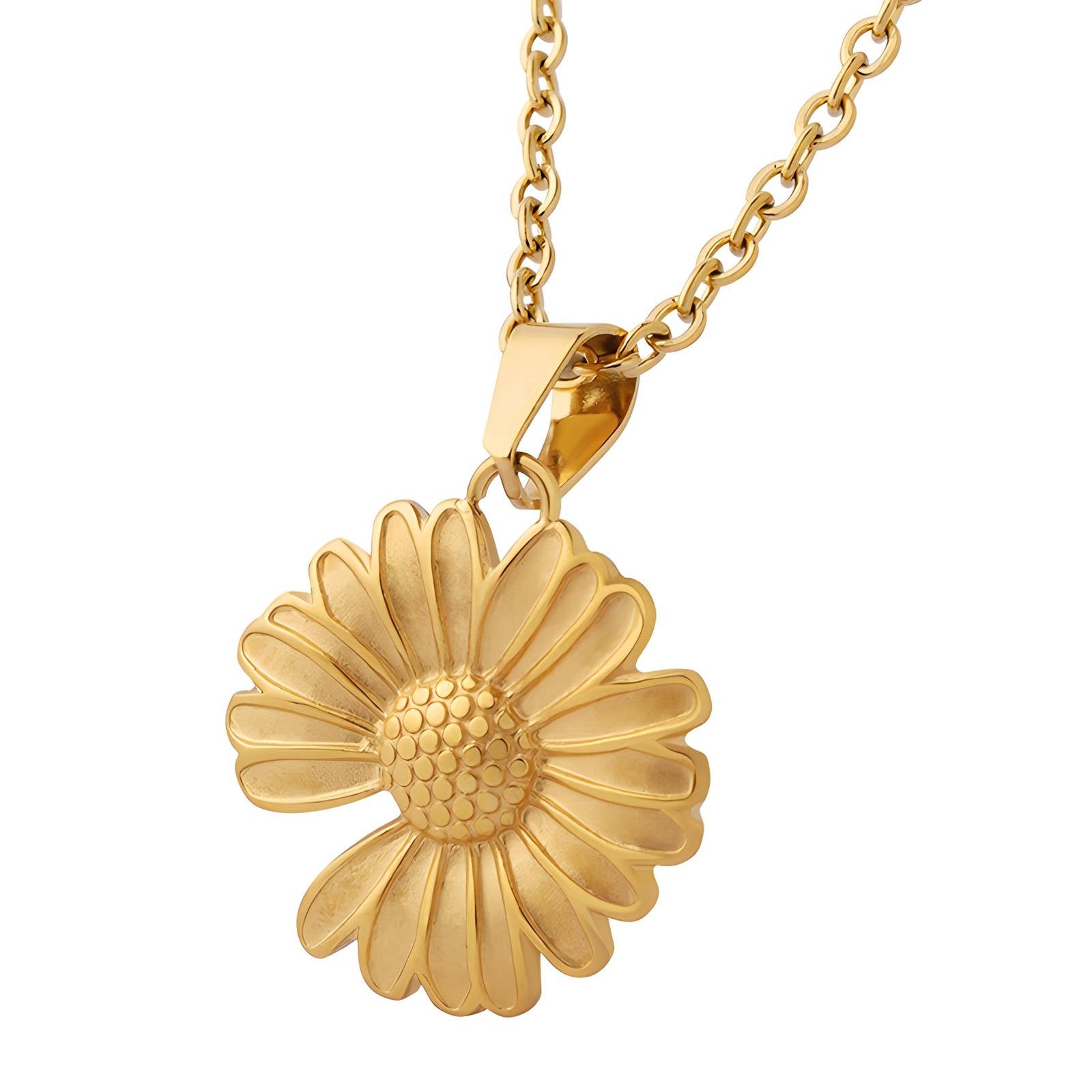 18K gold plated Stainless steel Sunflower necklace