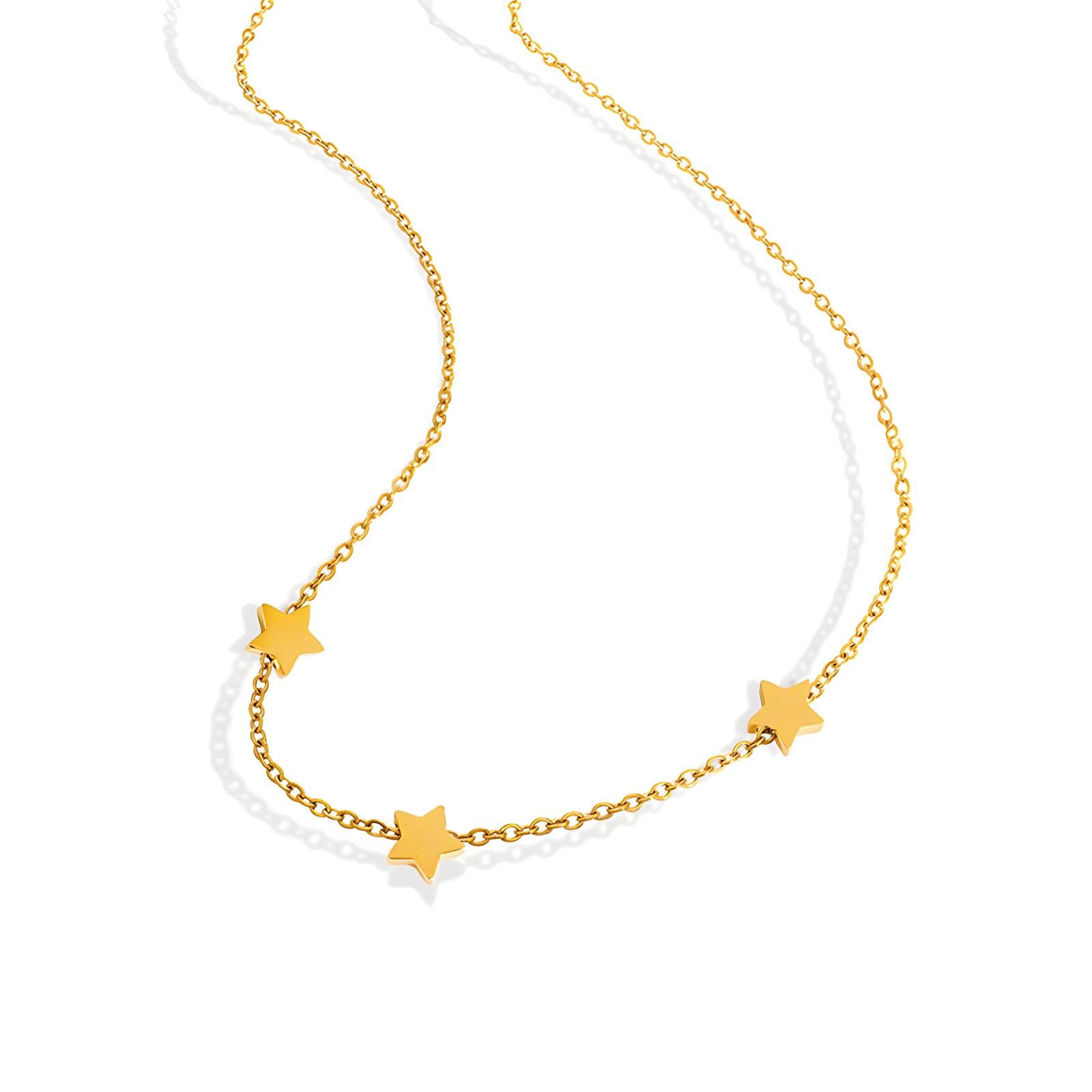 18K gold plated Stainless steel Stars necklace