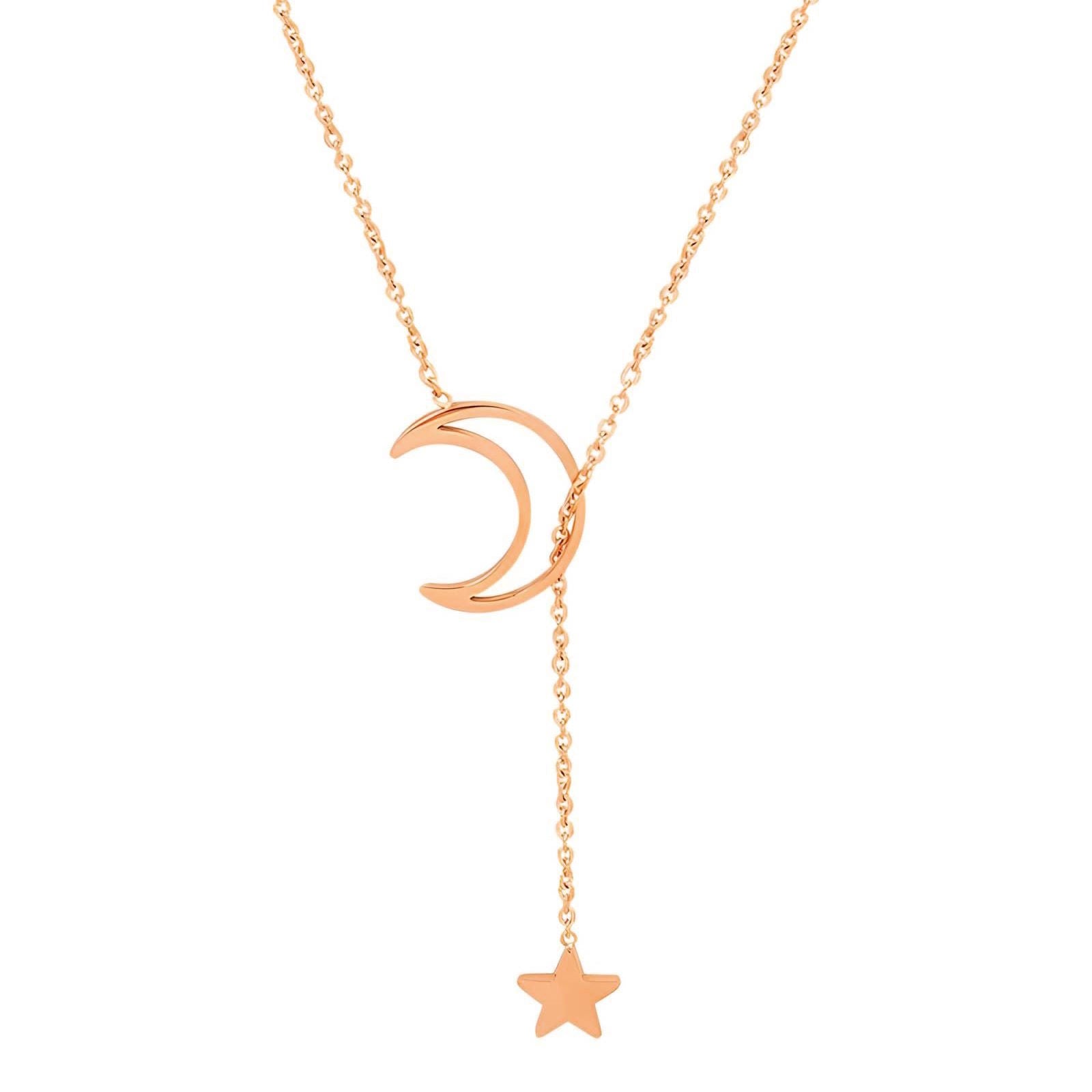 18K gold plated Stainless steel Moon and star necklace