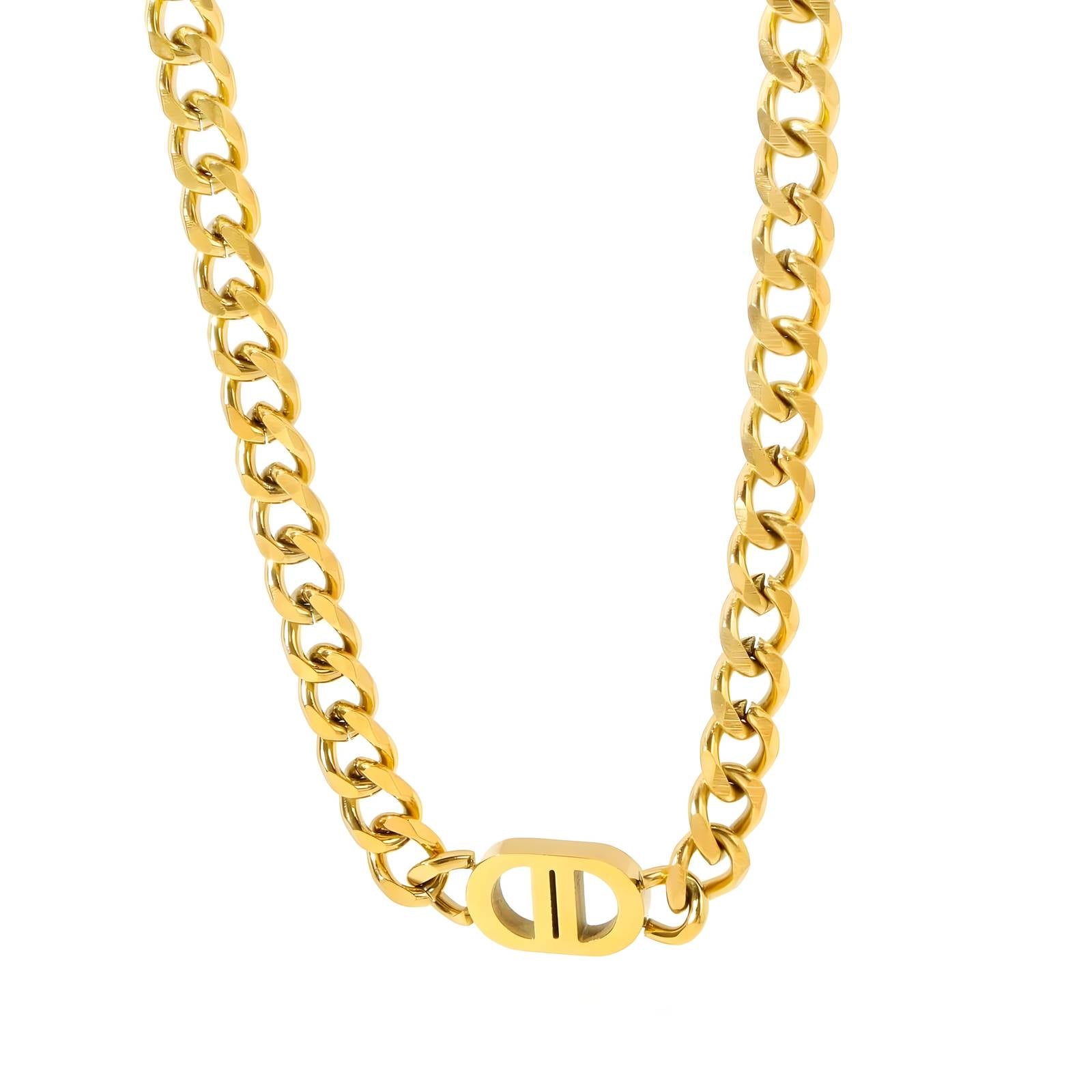 Collar de acero inoxidable bañado en oro de 18 quilates