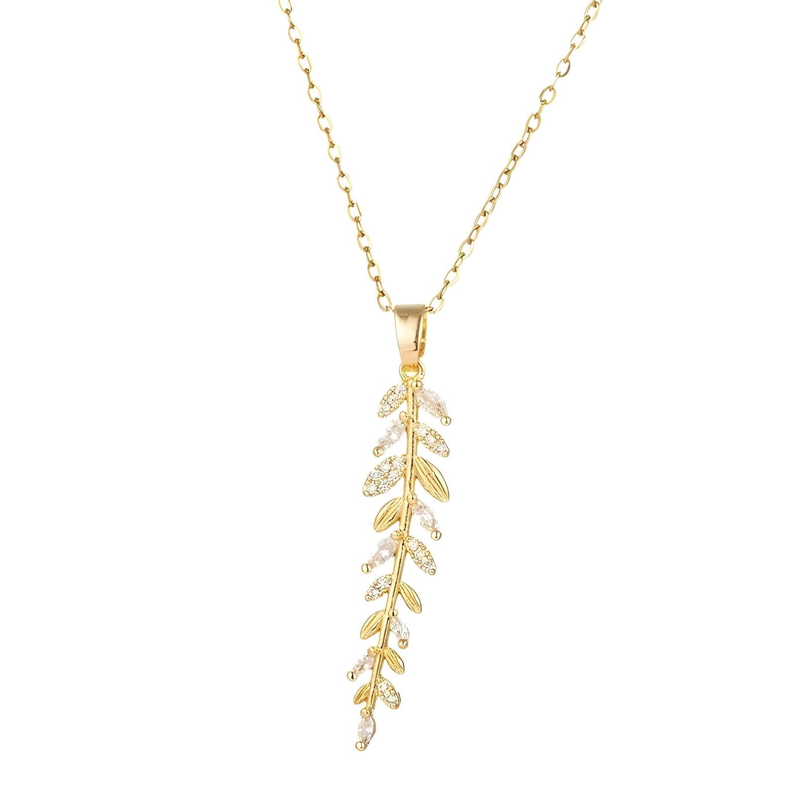 18K gold plated Stainless steel Leafs necklace