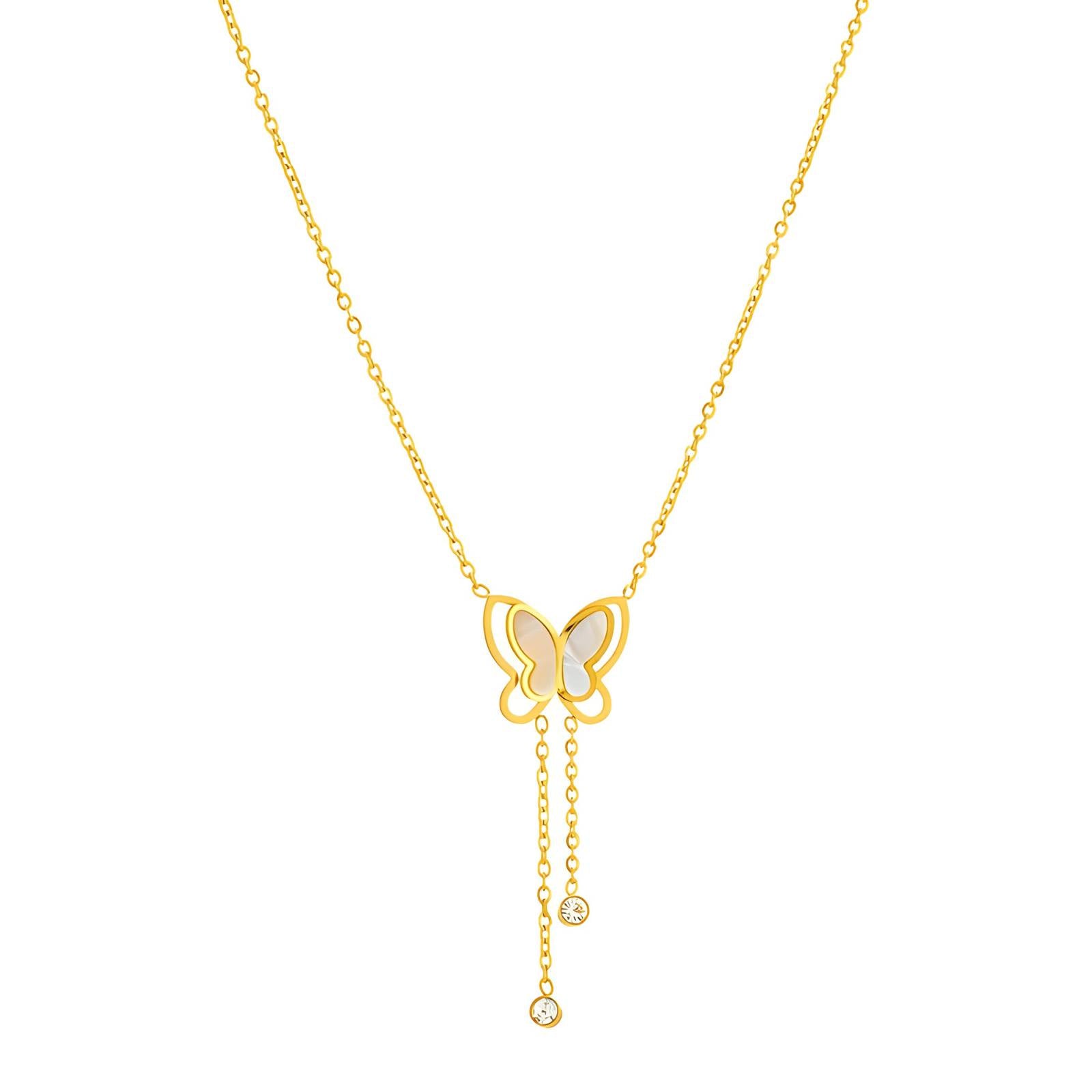18K gold plated Stainless steel Butterfly necklace
