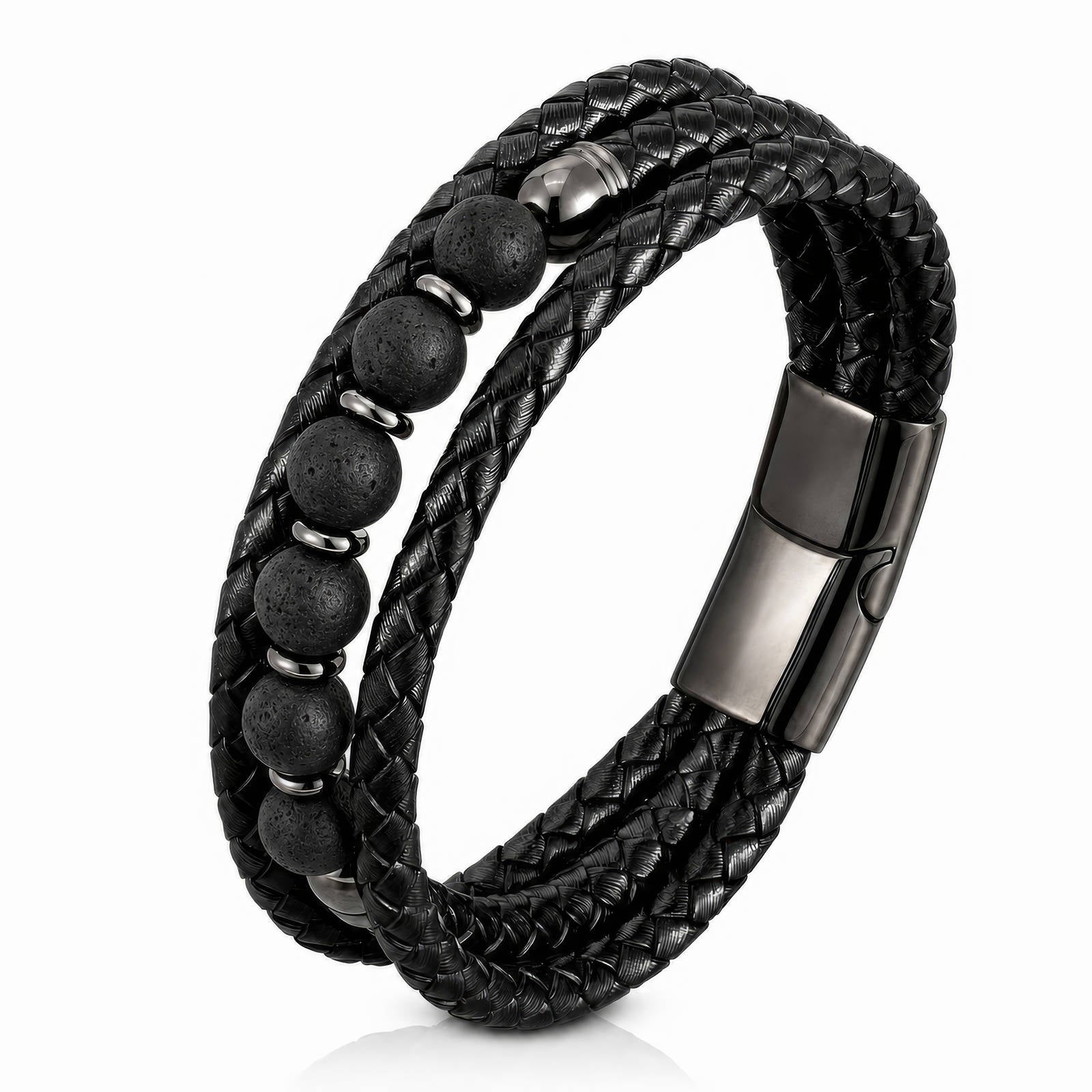 PREORDER Men's Black PVD Leather Bracelet