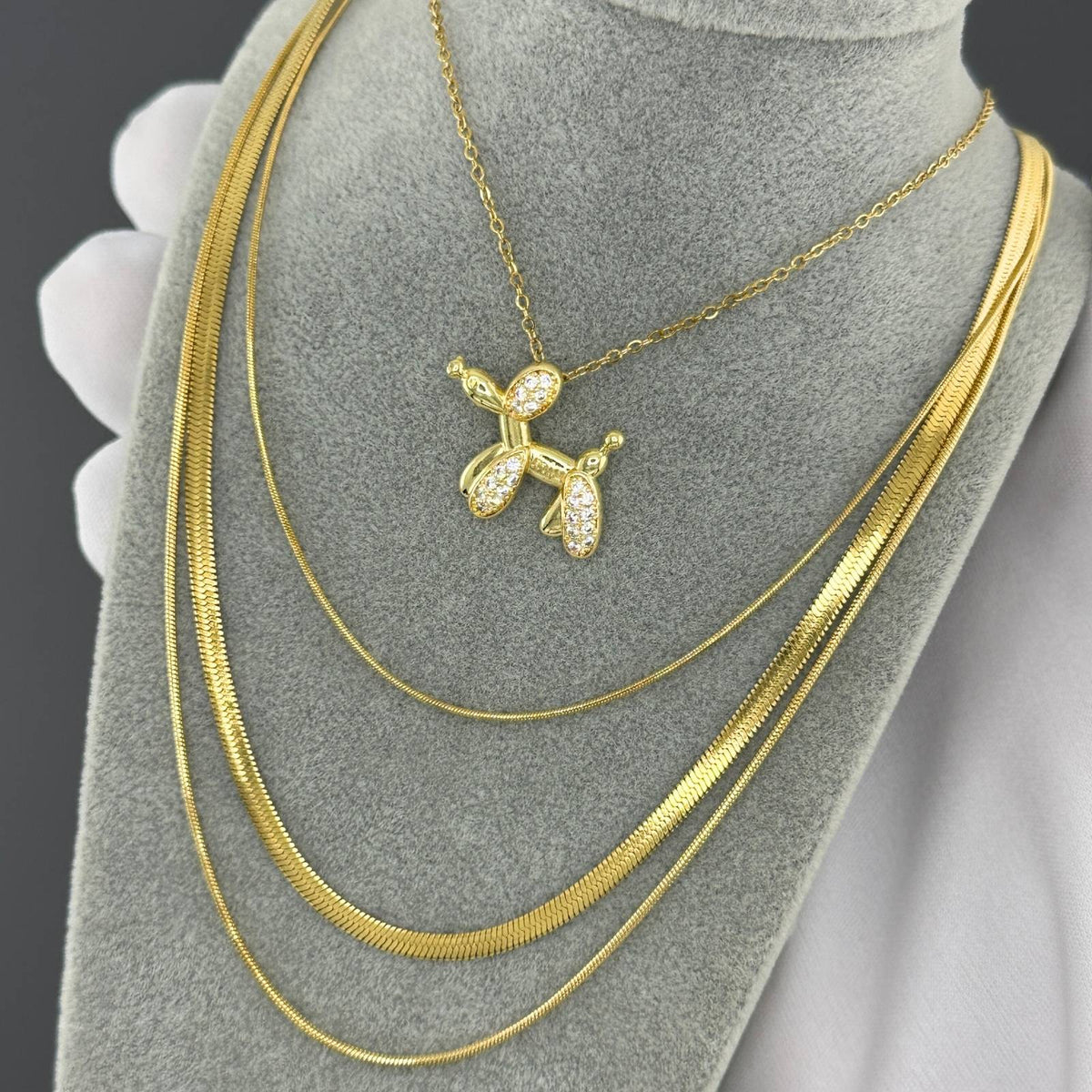 18K Gold Plated Steel Dog Necklace