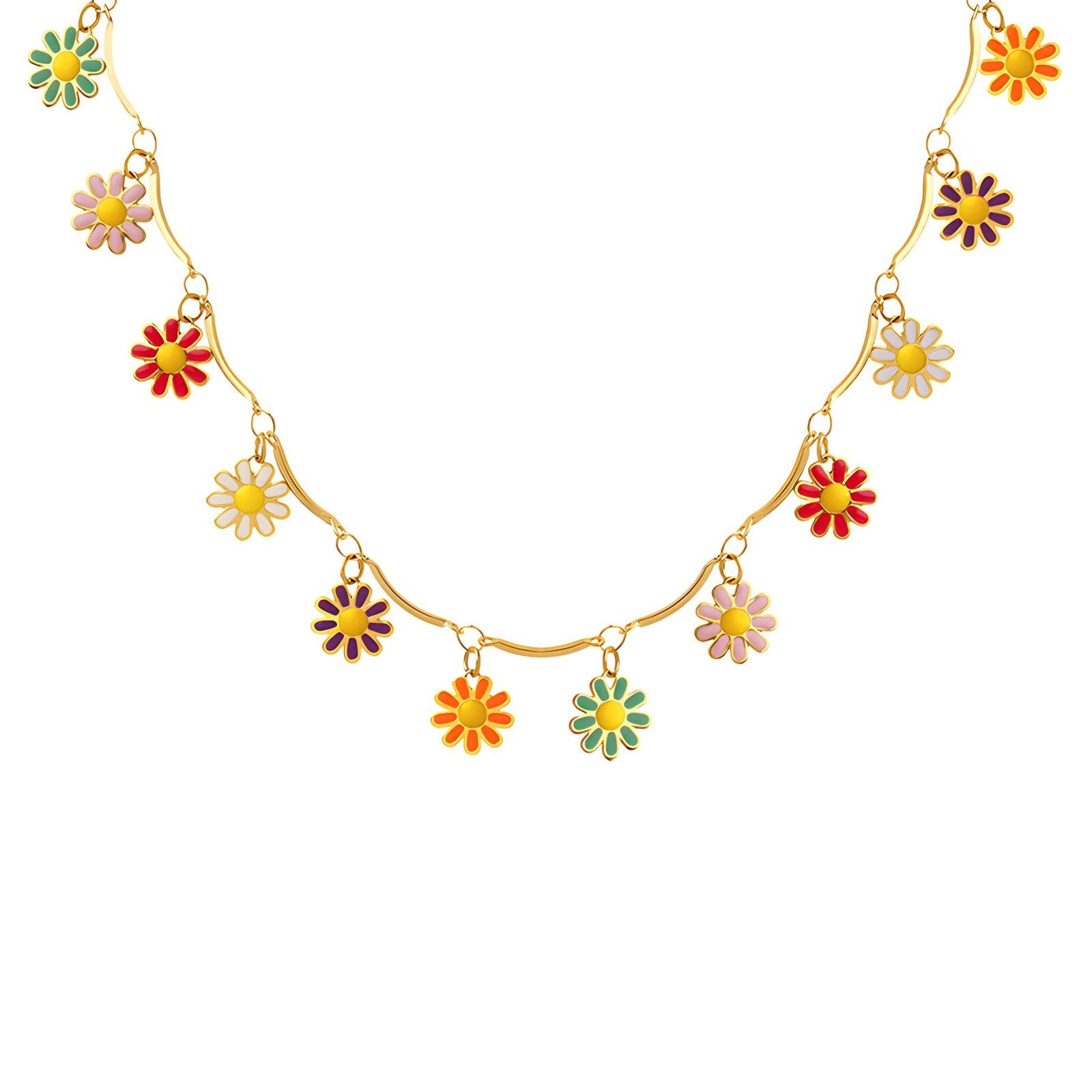 18K gold plated Stainless steel  Flowers necklace