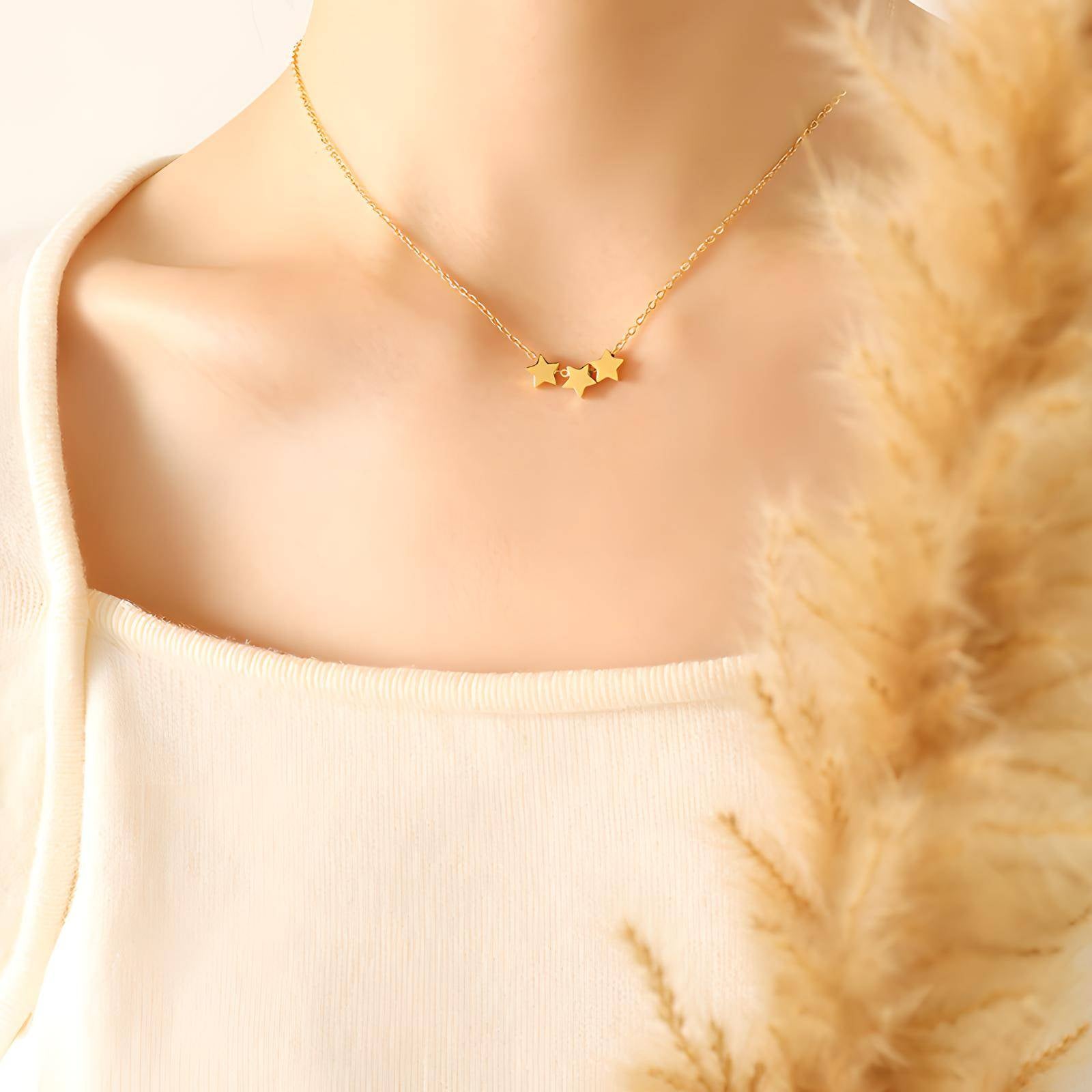 18K gold plated Stainless steel  Stars necklace