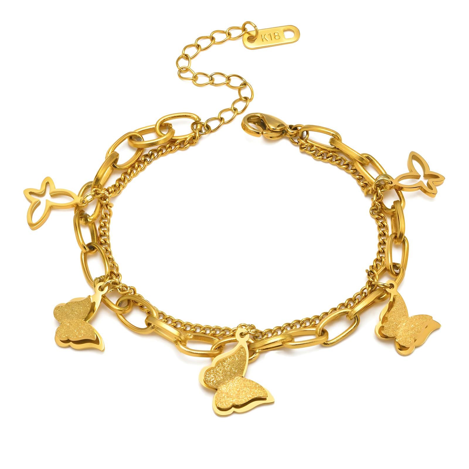 18K gold plated Stainless steel  Butterflies bracelet