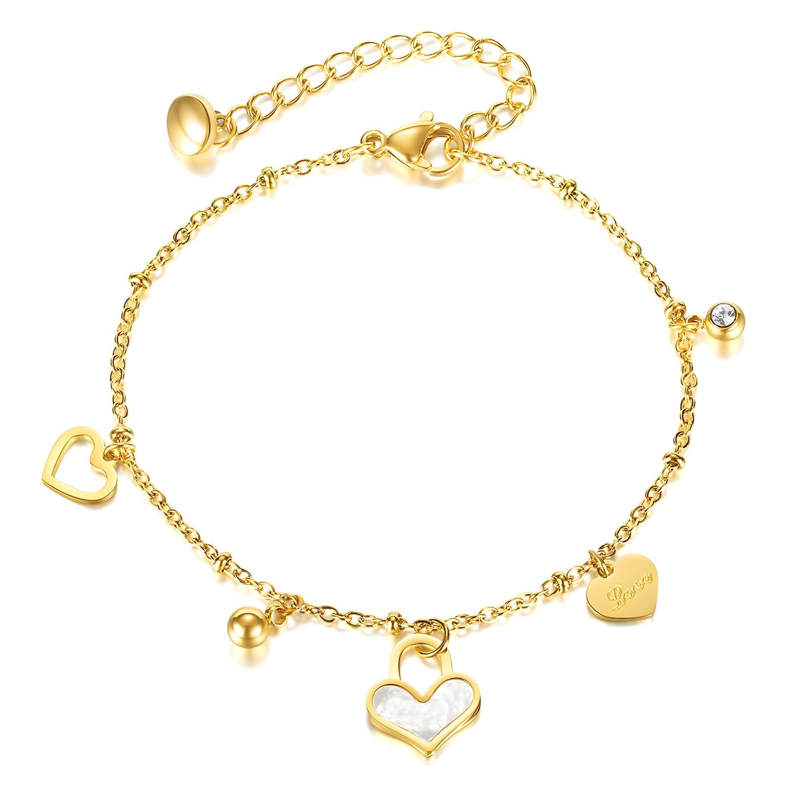18K gold plated Stainless steel  Hearts bracelet