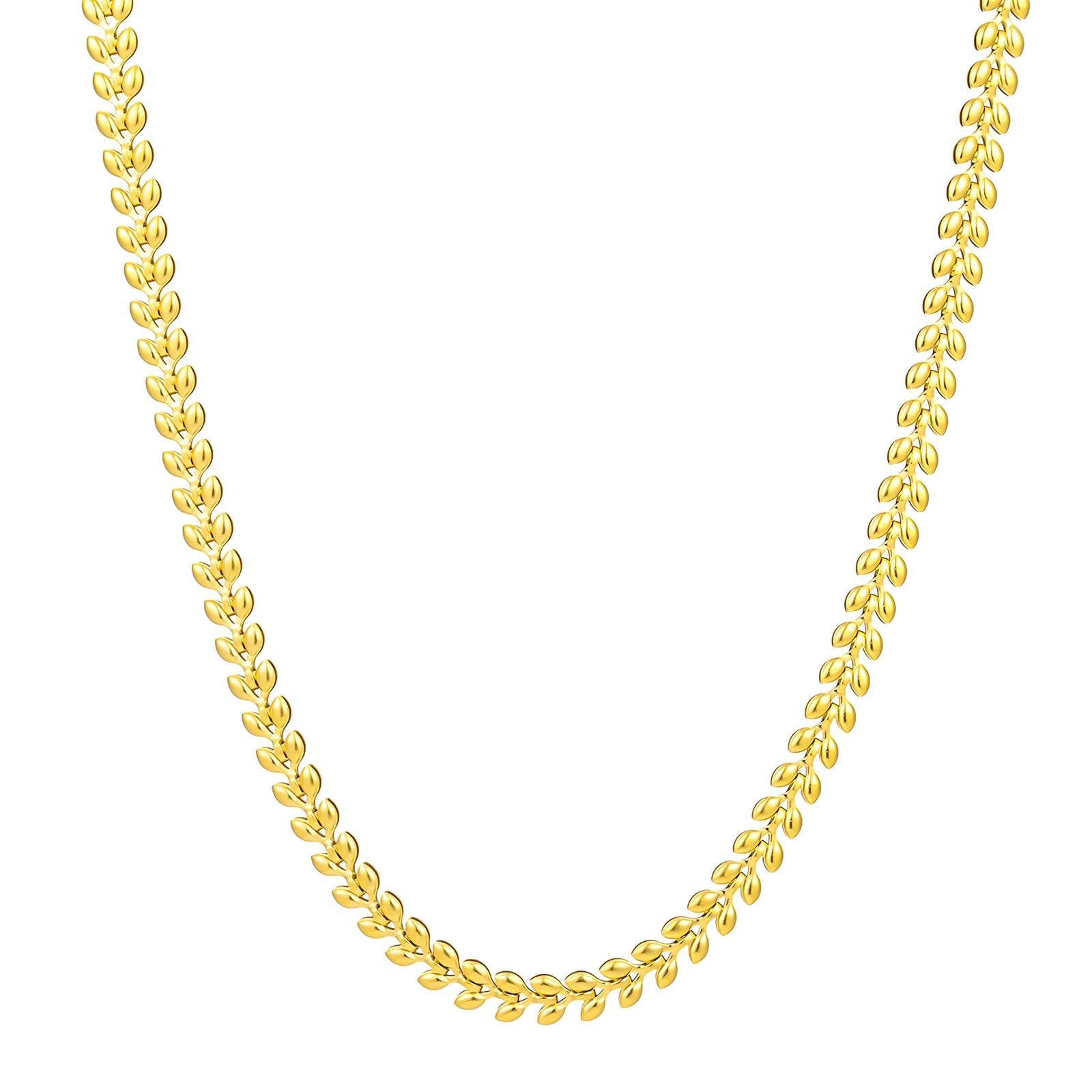 18K gold plated Stainless steel  Leafs necklace