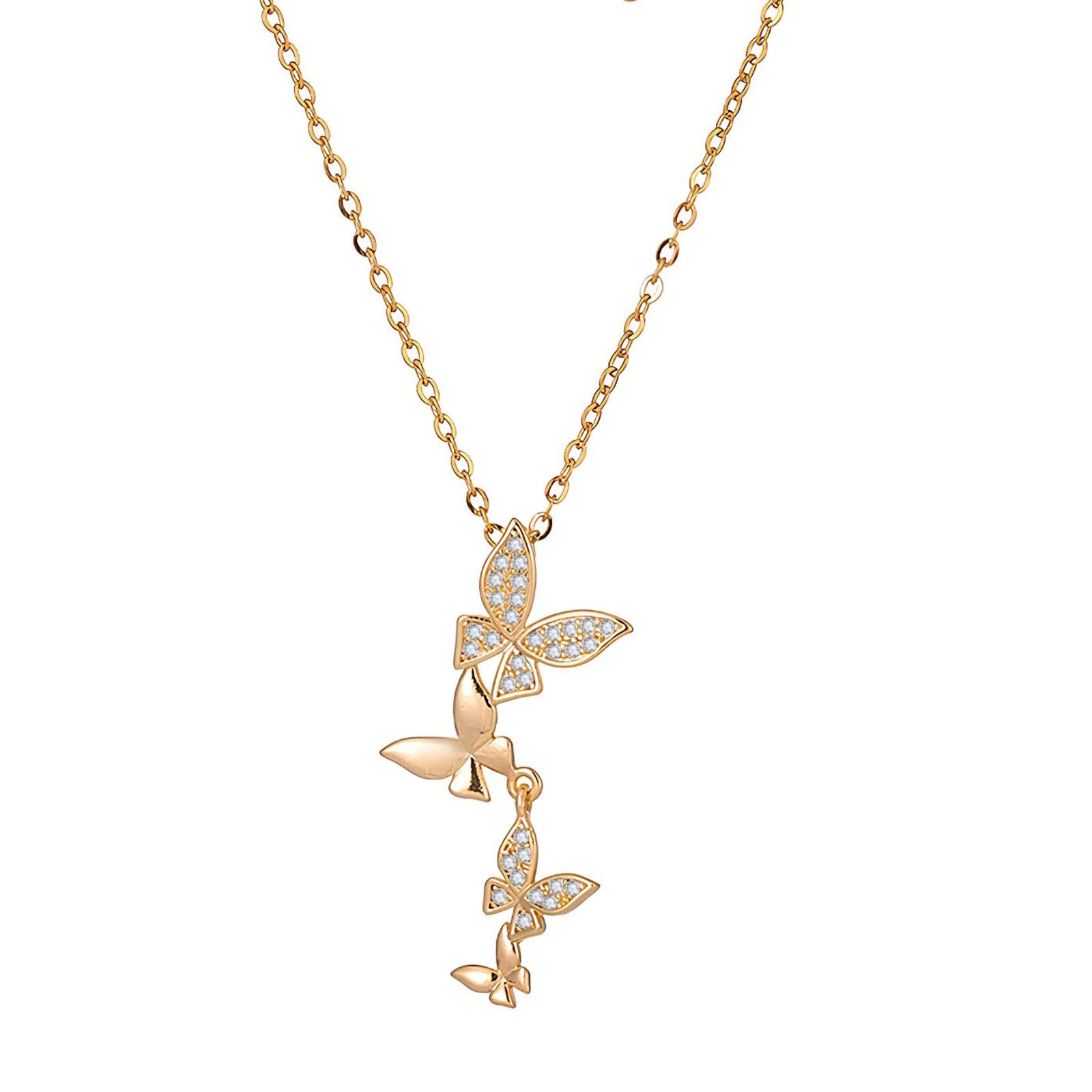 18K gold plated Stainless steel  Butterflies necklace