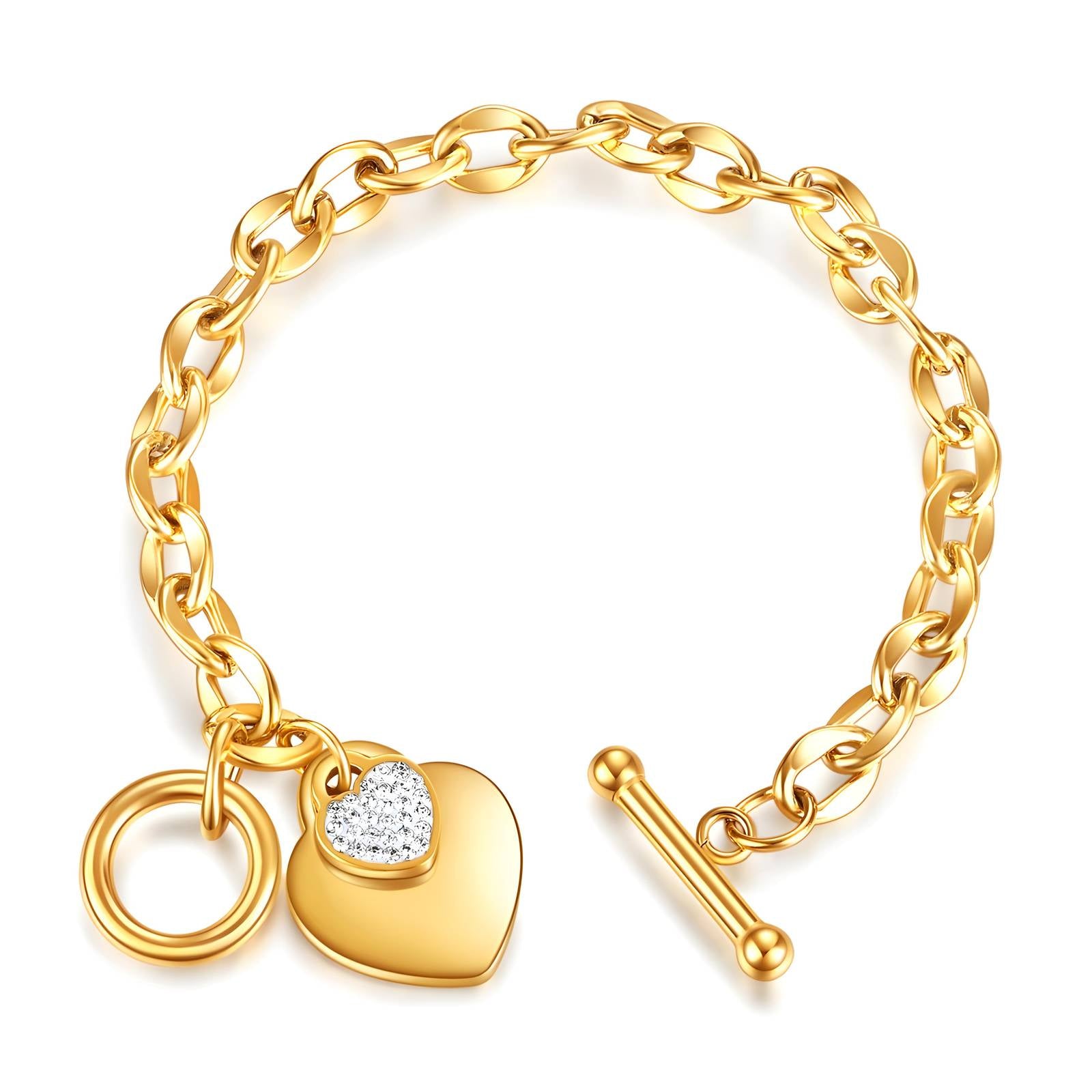 18K gold plated Stainless steel  Hearts bracelet