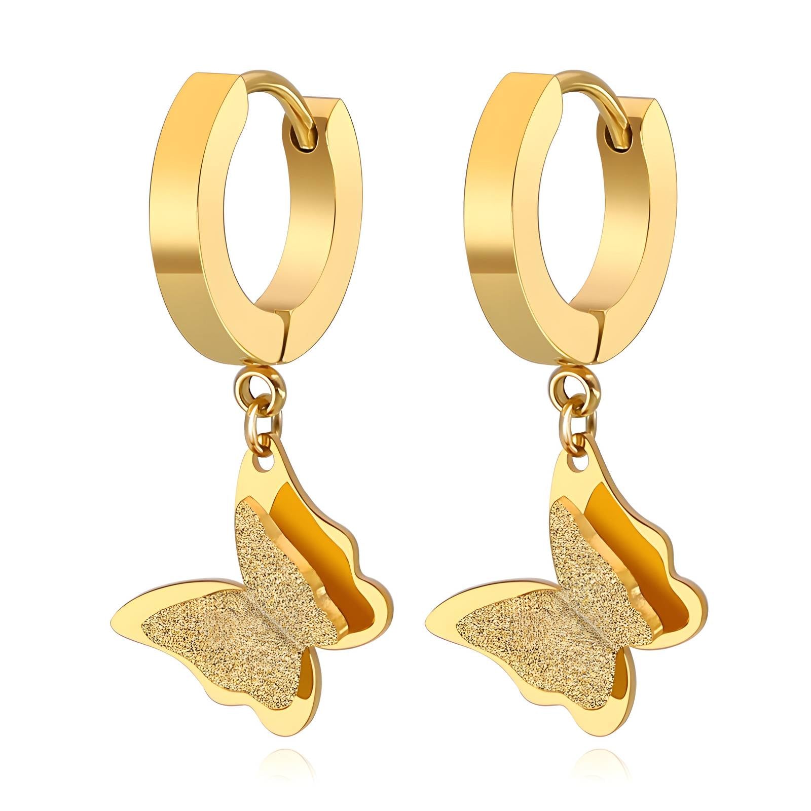 18K gold plated Stainless steel  Butterflies earrings