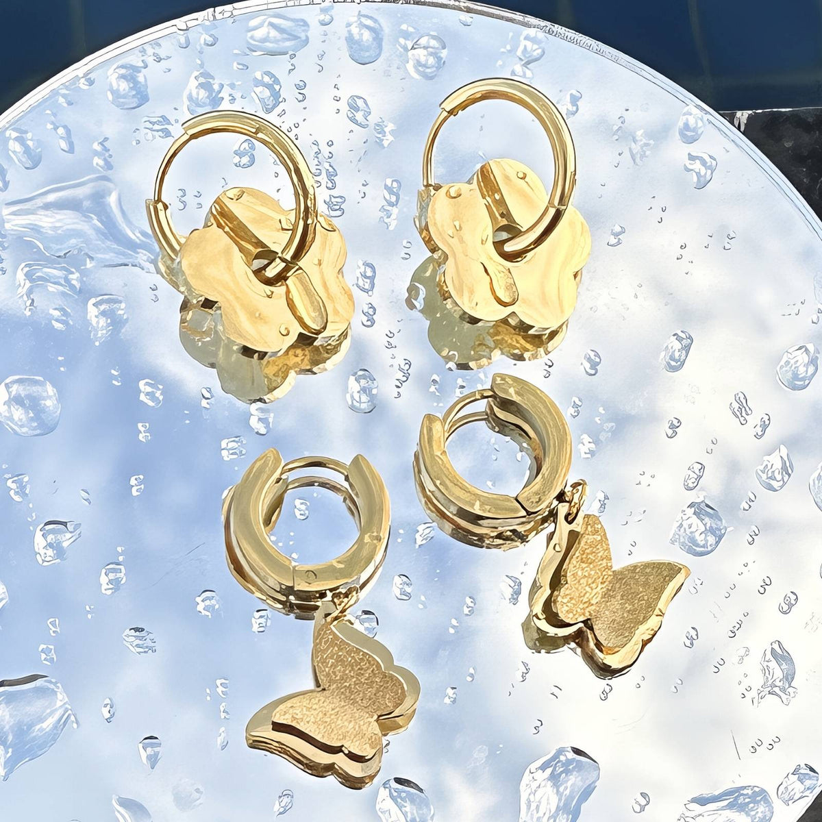 18K gold plated Stainless steel  Flowers earrings