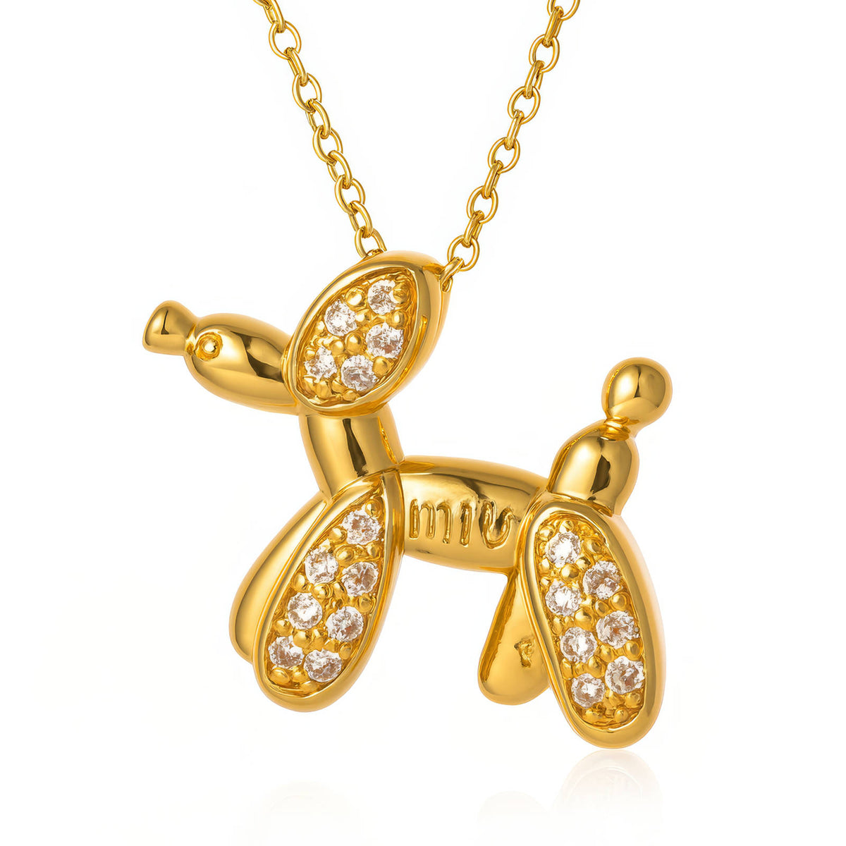 18K Gold Plated Steel Dog Necklace